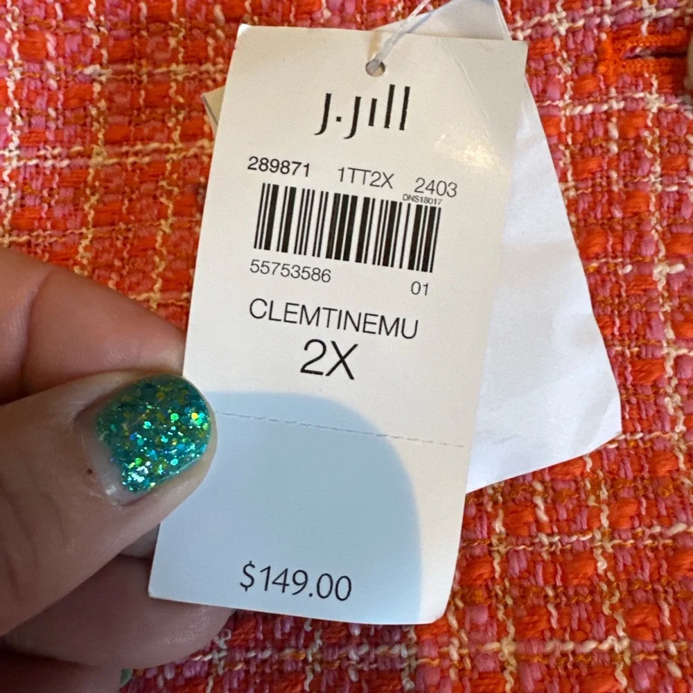 J. Jill NWT 2X Clementine Dailia Tweed Jacket Pink Orange Textured Blazer - Picture 5 of 6